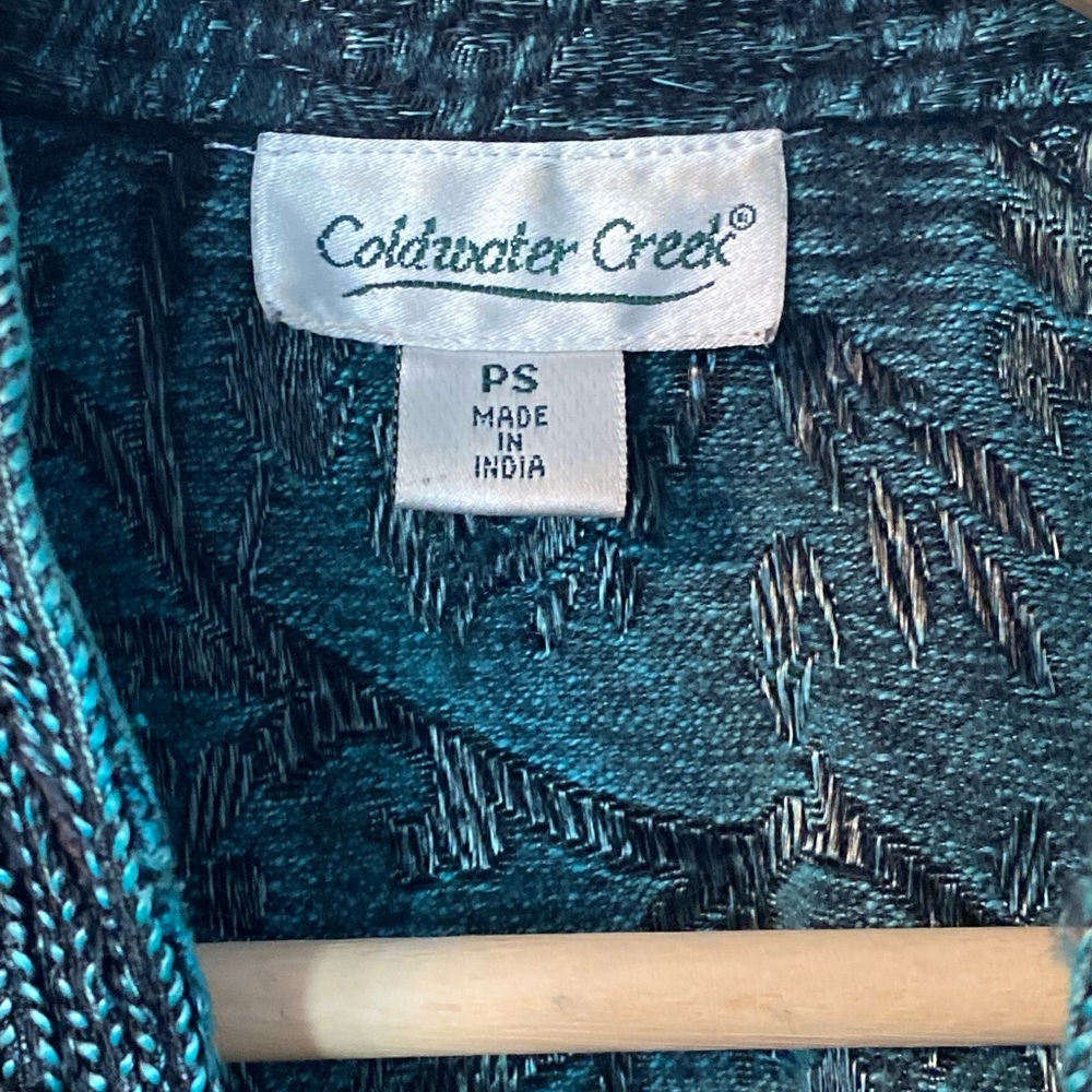 Coldwater Creek Teal Brocade Women's Blazer - Picture 3 of 4
